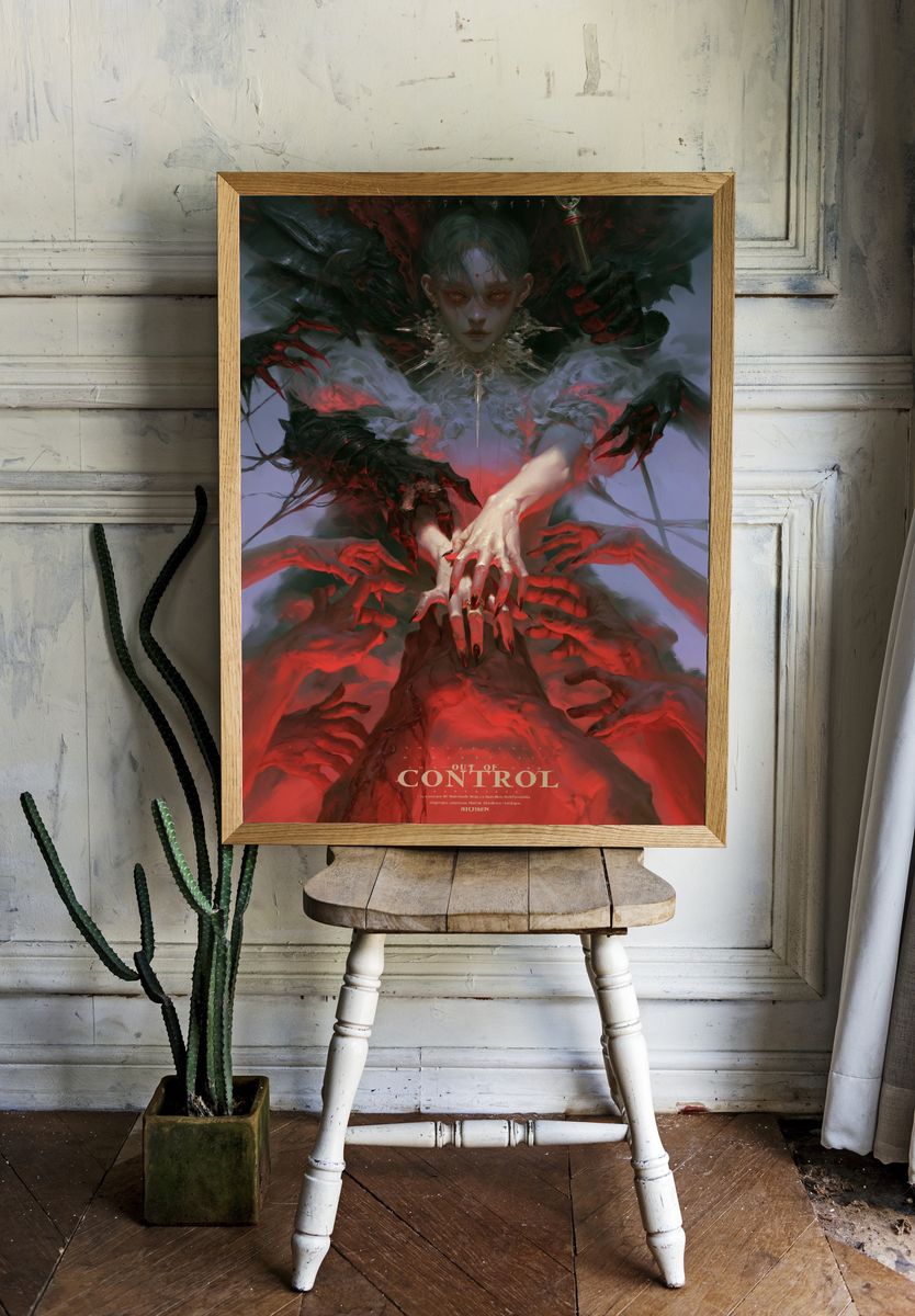 Out of Control Dark Fantasy Poster. room preview