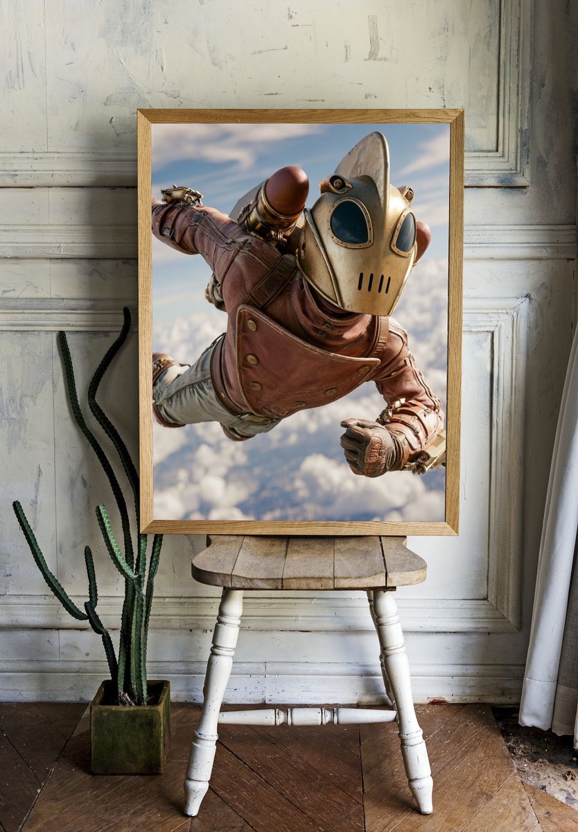 Retro Rocket Hero Sci-Fi Poster. — room view 1