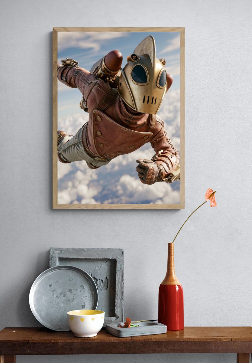 Retro Rocket Hero Sci-Fi Poster. — room view 3