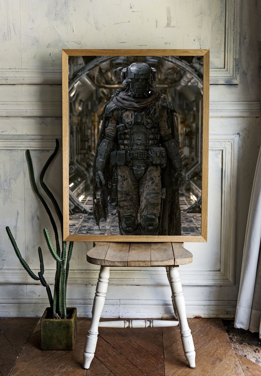 Armored Sci-Fi Soldier Poster. room preview