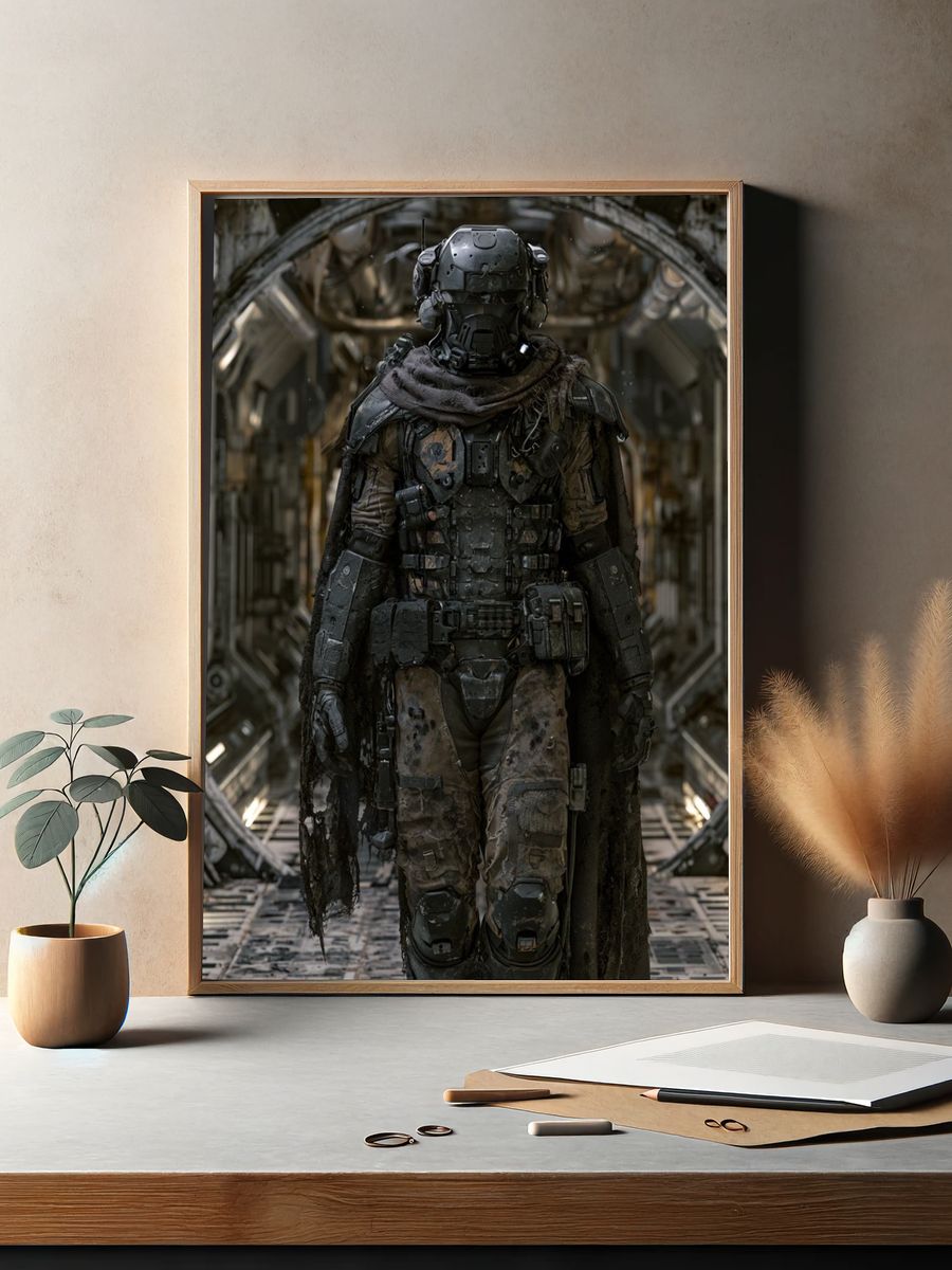 Armored Sci-Fi Soldier Poster. — room view 2
