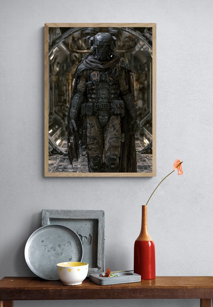 Armored Sci-Fi Soldier Poster. — room view 3