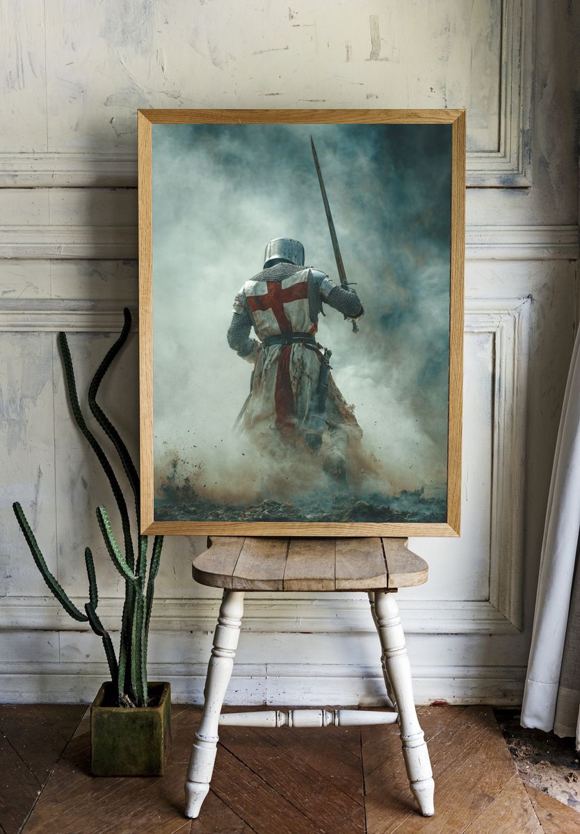 Crusader Knight Battle Poster. — room view 1