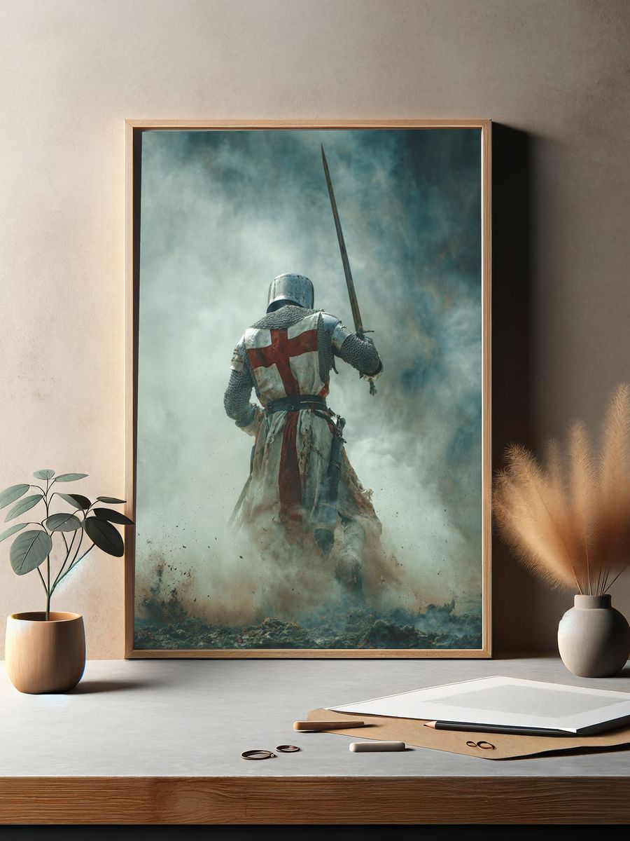 Crusader Knight Battle Poster. — room view 2