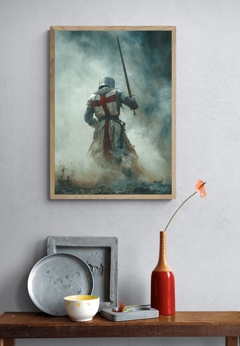 Crusader Knight Battle Poster. — room view 3