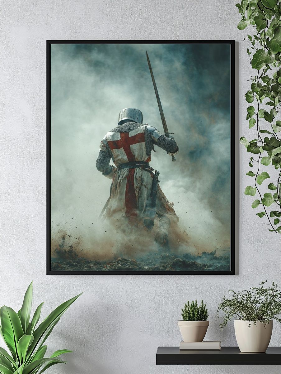 Crusader Knight Battle Poster. — room view 4