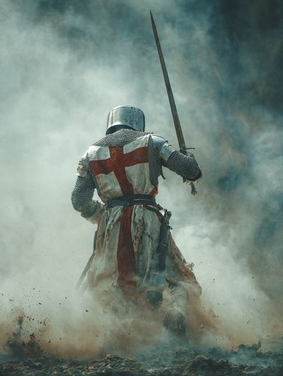 Crusader Knight Battle Poster.