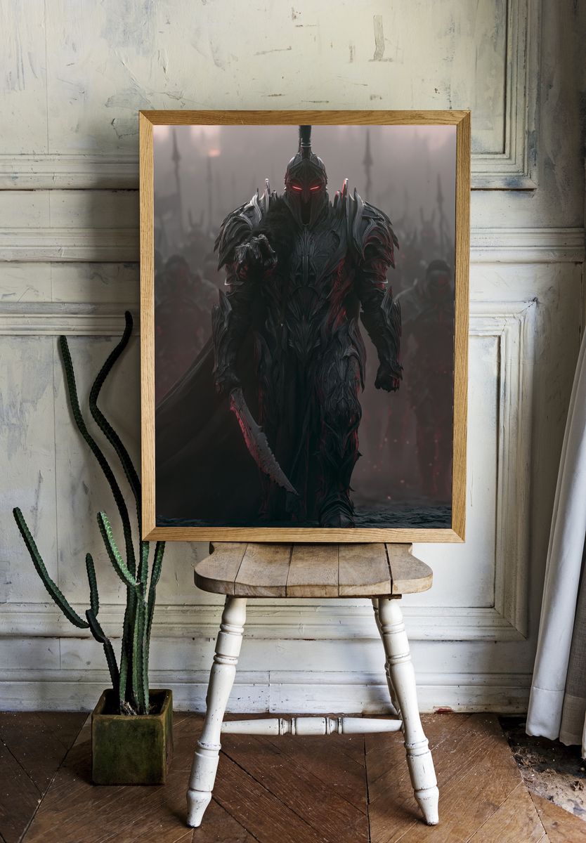 Dark Armored Warrior Fantasy Poster. room preview