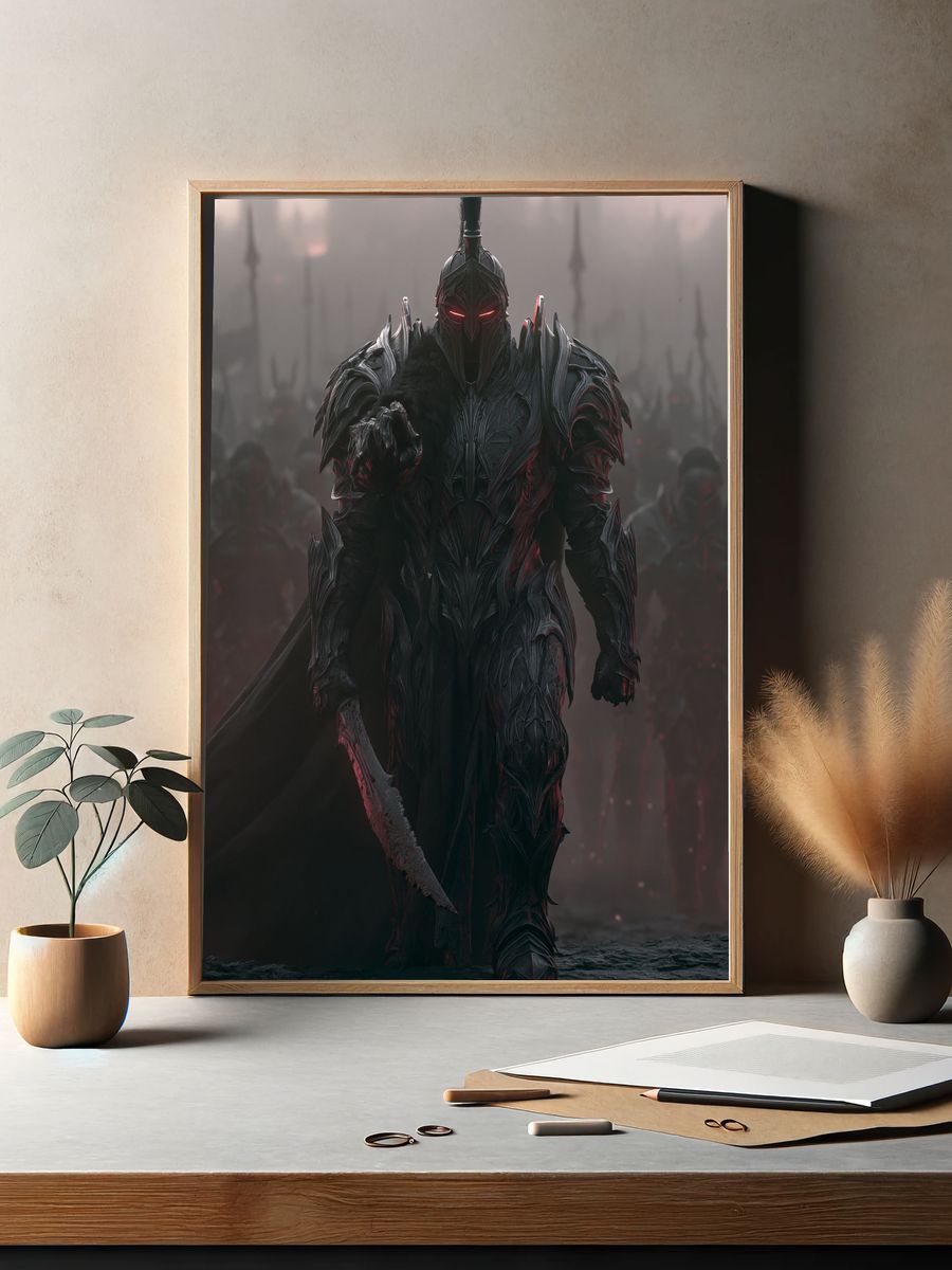 Dark Armored Warrior Fantasy Poster. — room view 2