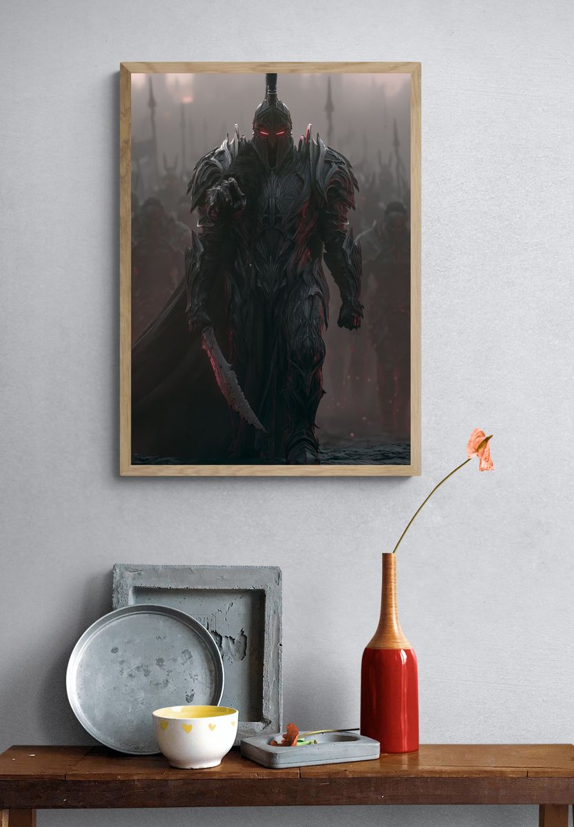 Dark Armored Warrior Fantasy Poster. — room view 3