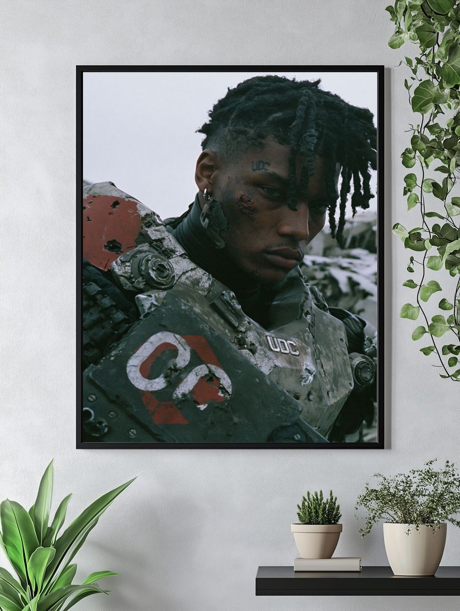 Cyberpunk Warrior Portrait Print. — room view 4