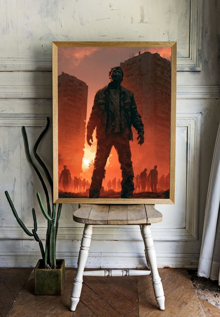 Zombie City Apocalypse Print. room preview