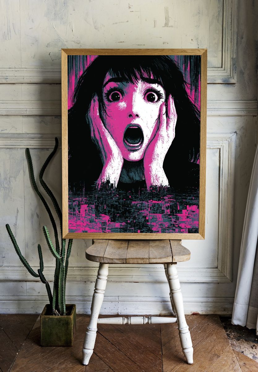 Screaming Girl Horror Poster. room preview