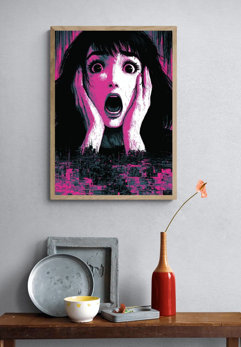Screaming Girl Horror Poster. — room view 3