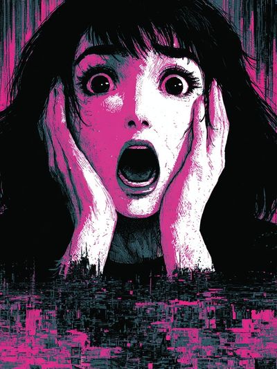 Screaming Girl Horror Poster. poster