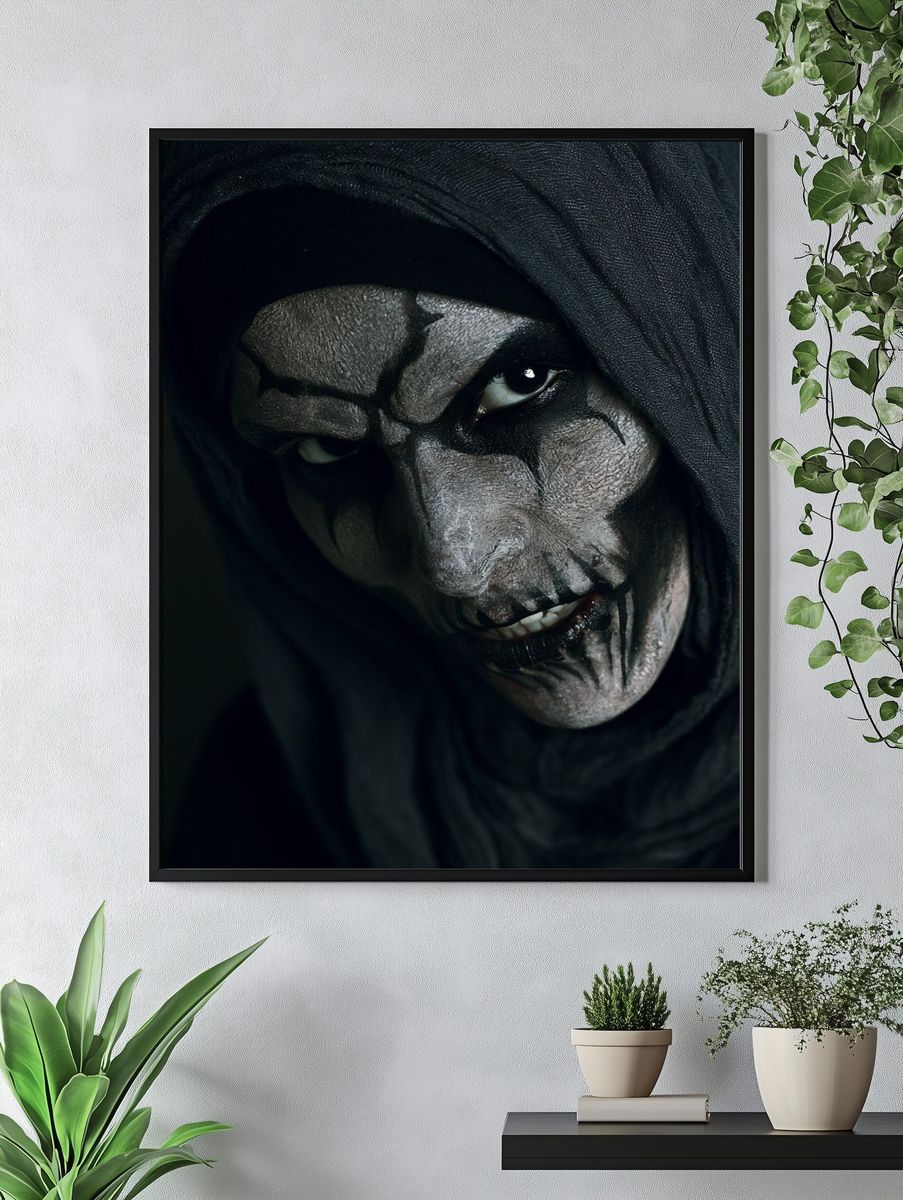 Creepy Hooded Face Horror Print. — room view 4