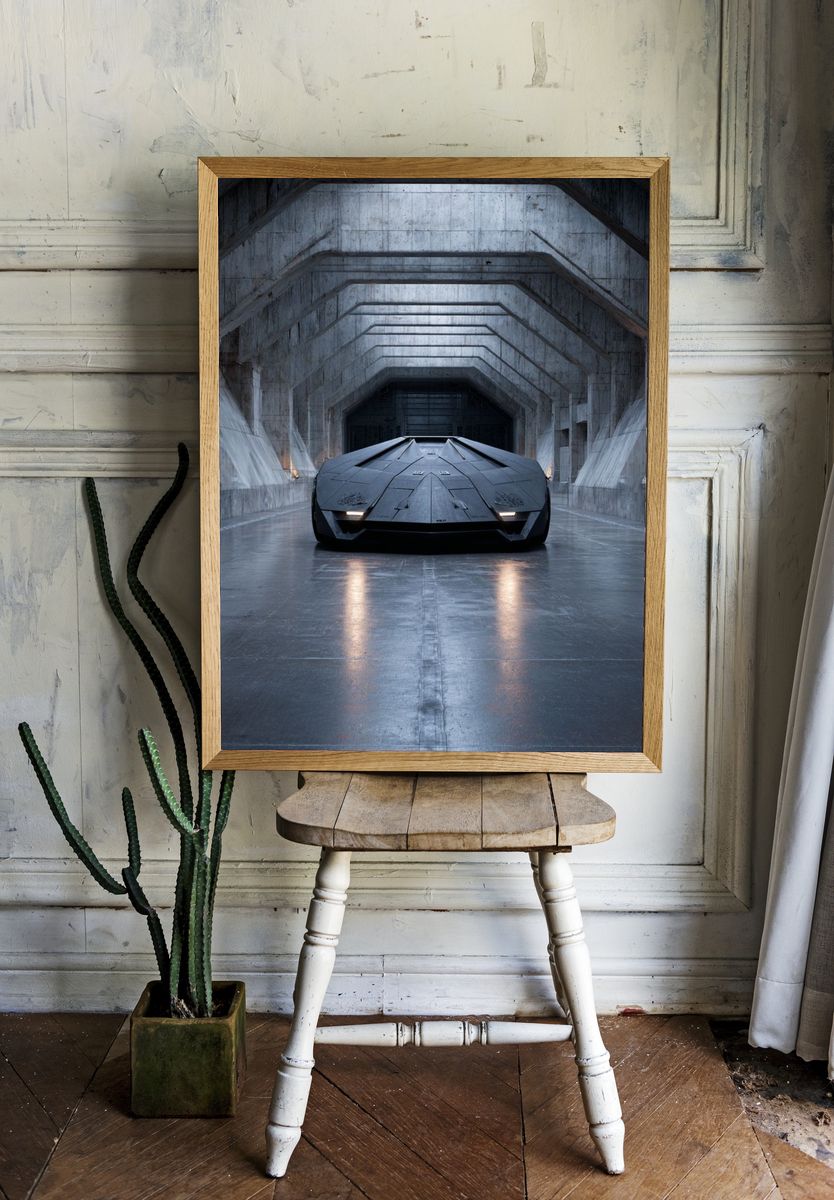 Futuristic Supercar Tunnel Poster room preview