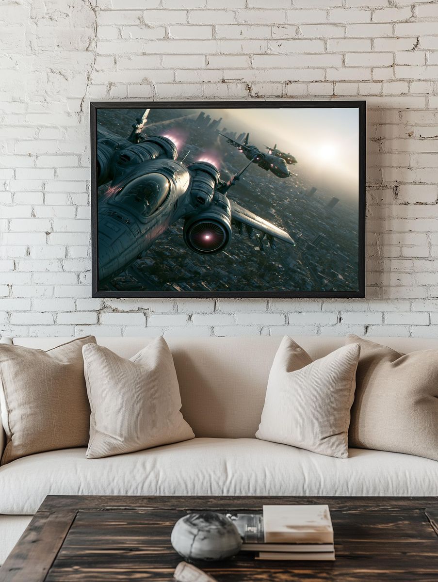 Futuristic Fighter Jets Sci-Fi Poster. room preview