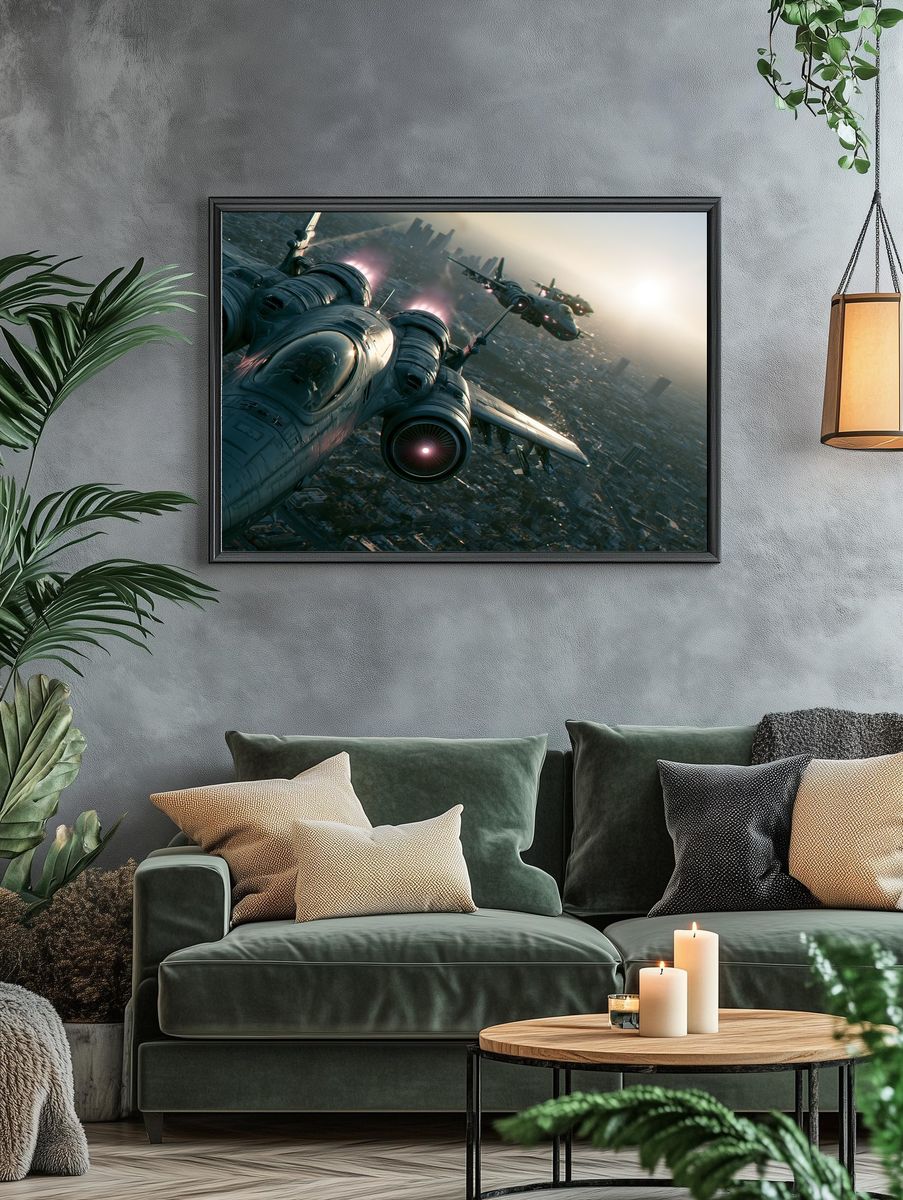 Futuristic Fighter Jets Sci-Fi Poster. — room view 4