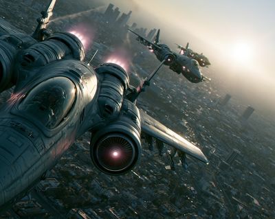 Futuristic Fighter Jets Sci-Fi Poster.