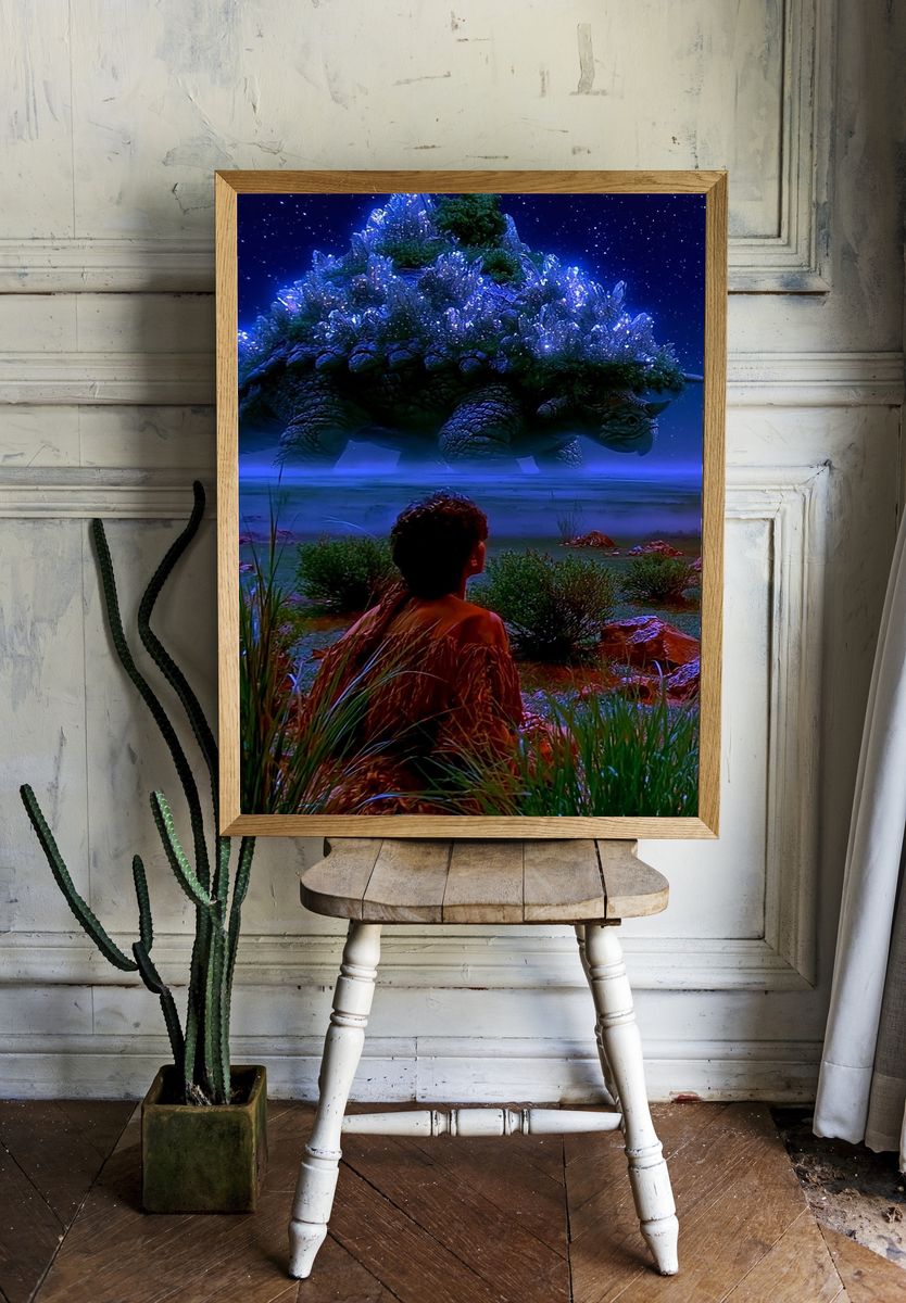 Crystal Dinosaur Nightscape Poster. room preview