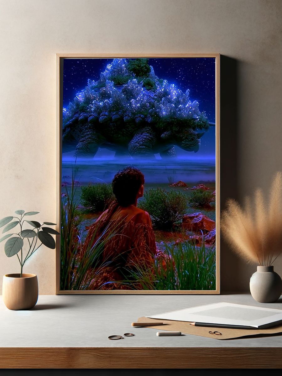 Crystal Dinosaur Nightscape Poster. — room view 2