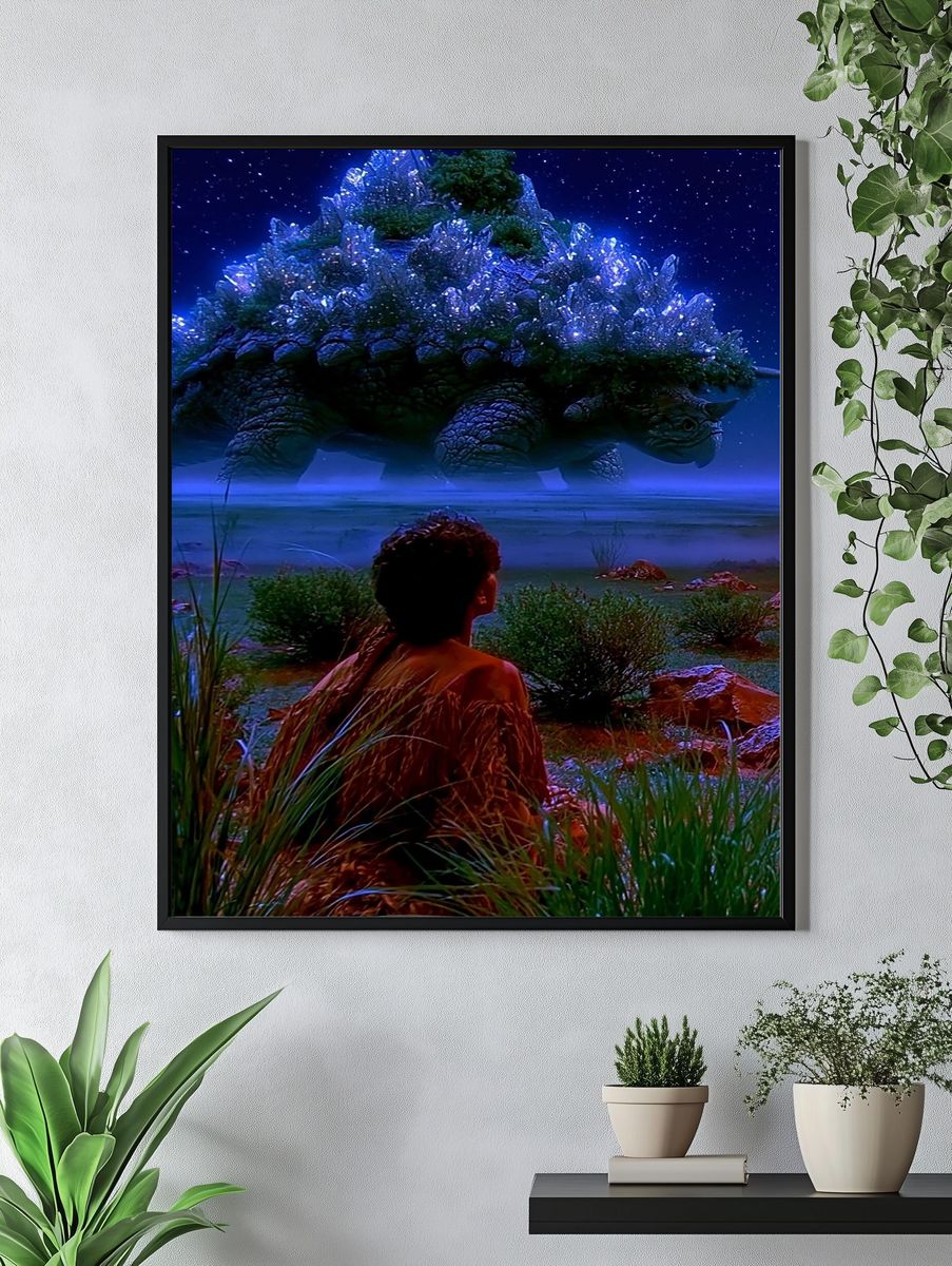 Crystal Dinosaur Nightscape Poster. — room view 4
