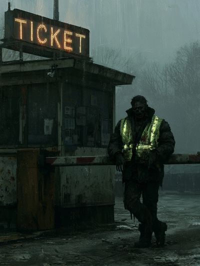 Foggy Ticket Booth Horror Poster.