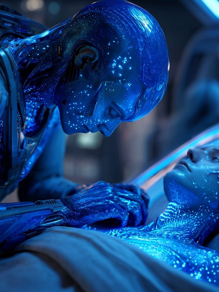 Blue Sci-Fi Awakening Poster. poster detail