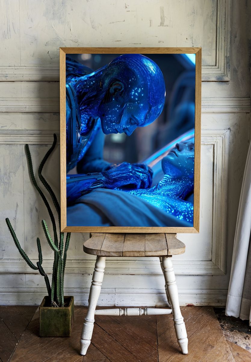 Blue Sci-Fi Awakening Poster. — room view 1