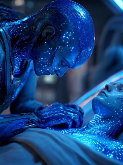 Blue Sci-Fi Awakening Poster.