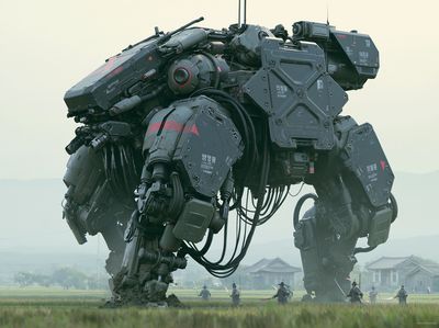 Mecha Giant in Rice Field Poster.