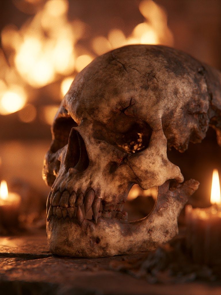 Candlelit Skull Horror Poster. poster detail