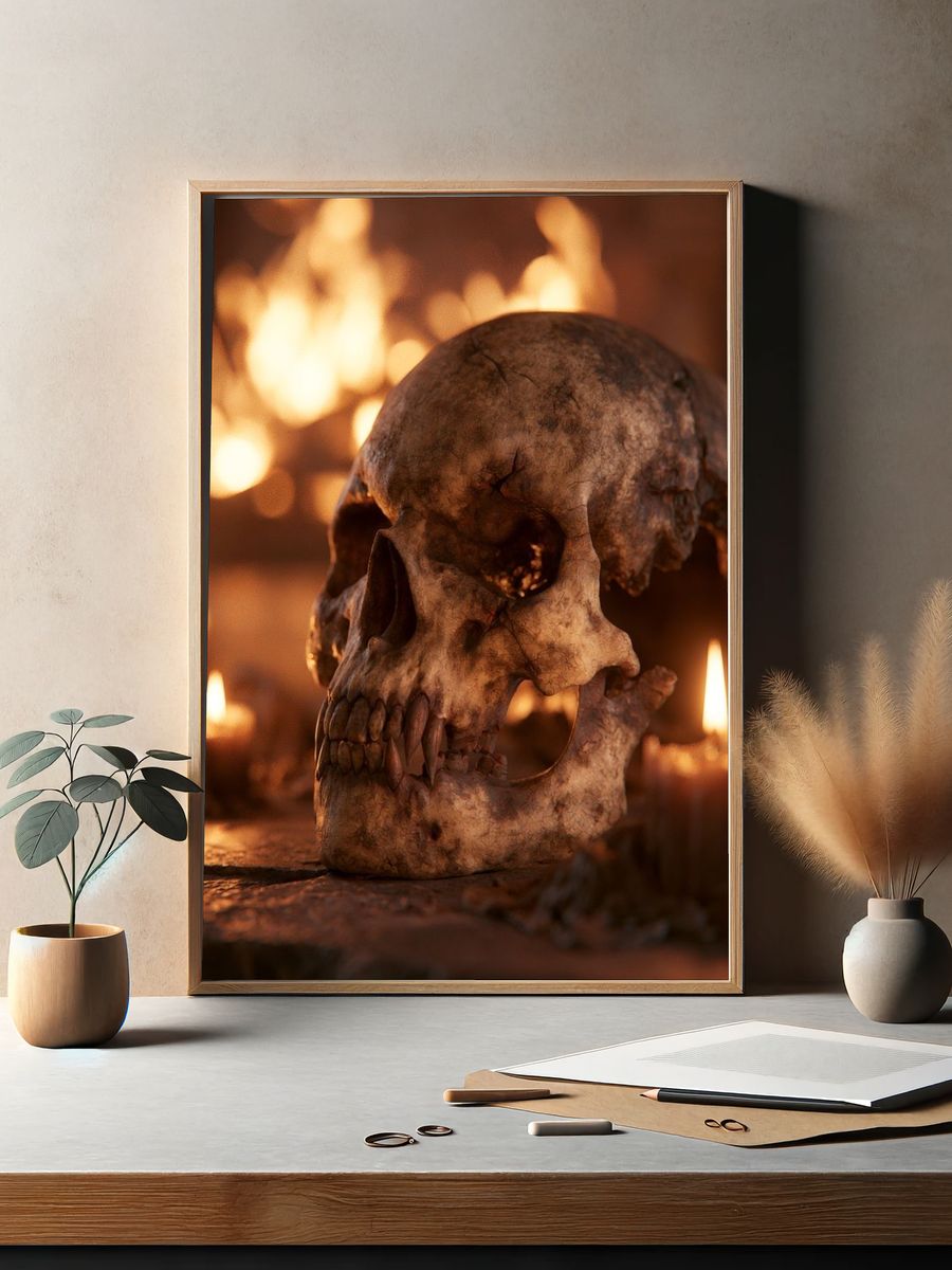 Candlelit Skull Horror Poster. — room view 2
