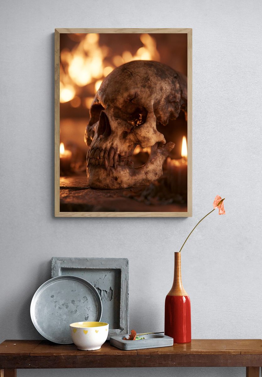Candlelit Skull Horror Poster. — room view 3