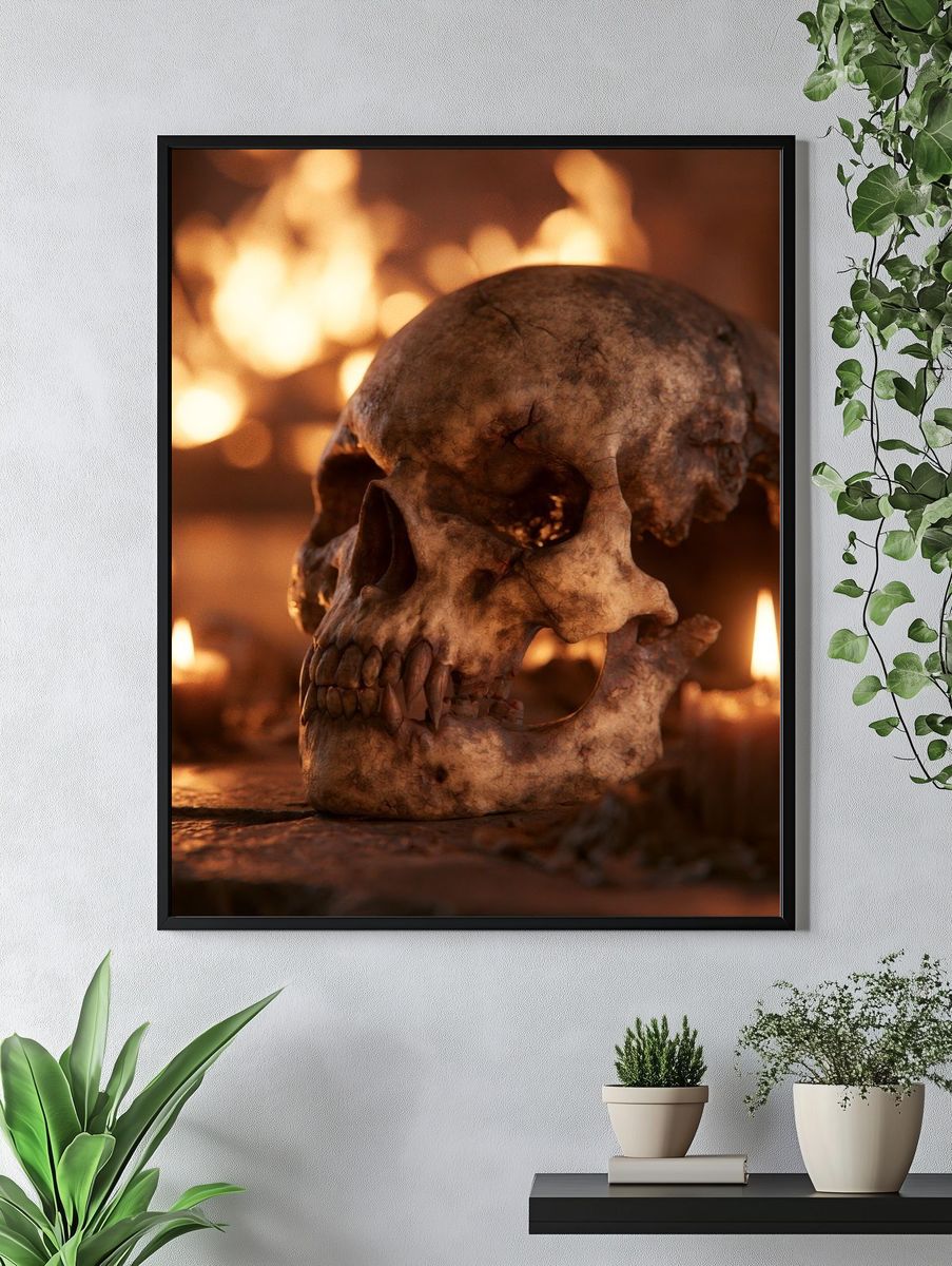 Candlelit Skull Horror Poster. — room view 4