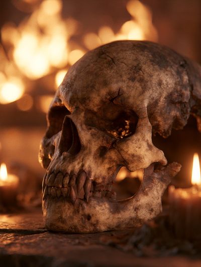 Candlelit Skull Horror Poster. poster