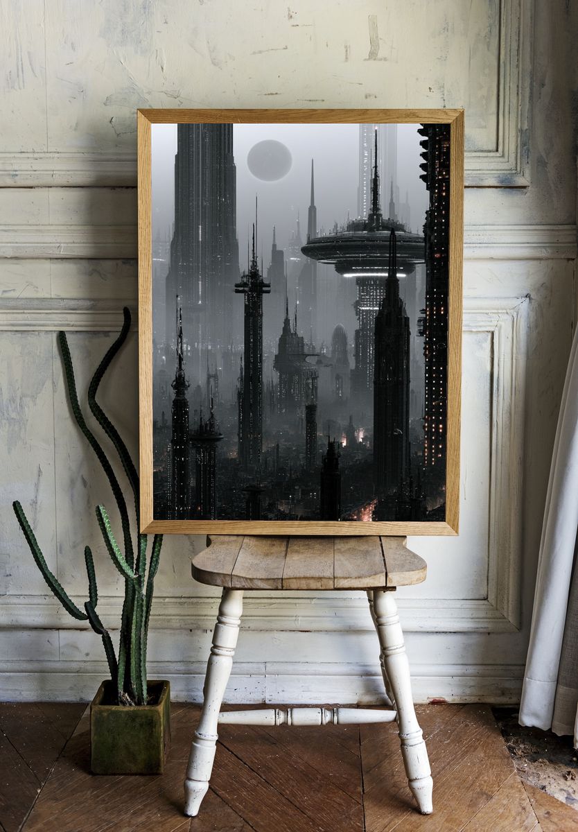 Futuristic Cityscape Sci-Fi Poster. — room view 1