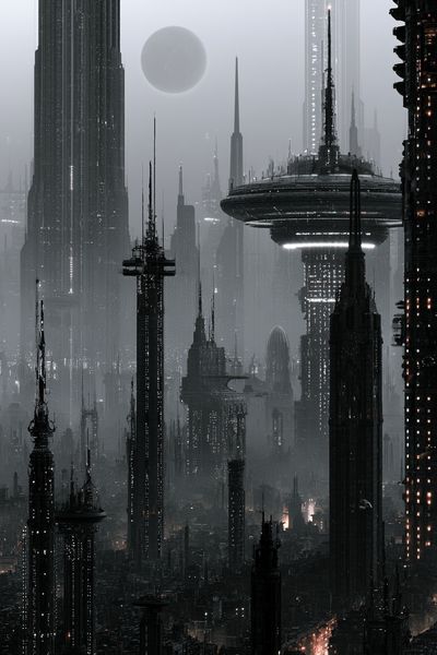 Futuristic Cityscape Sci-Fi Poster. poster