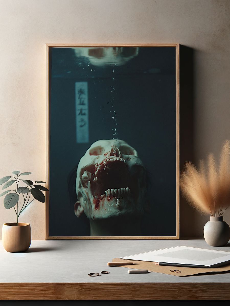 Underwater Horror Portrait Print. — room view 2
