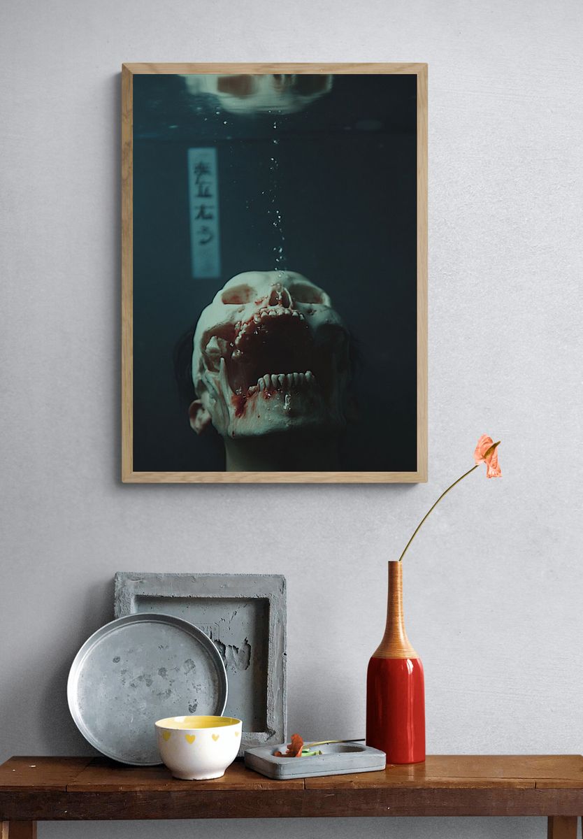 Underwater Horror Portrait Print. — room view 3