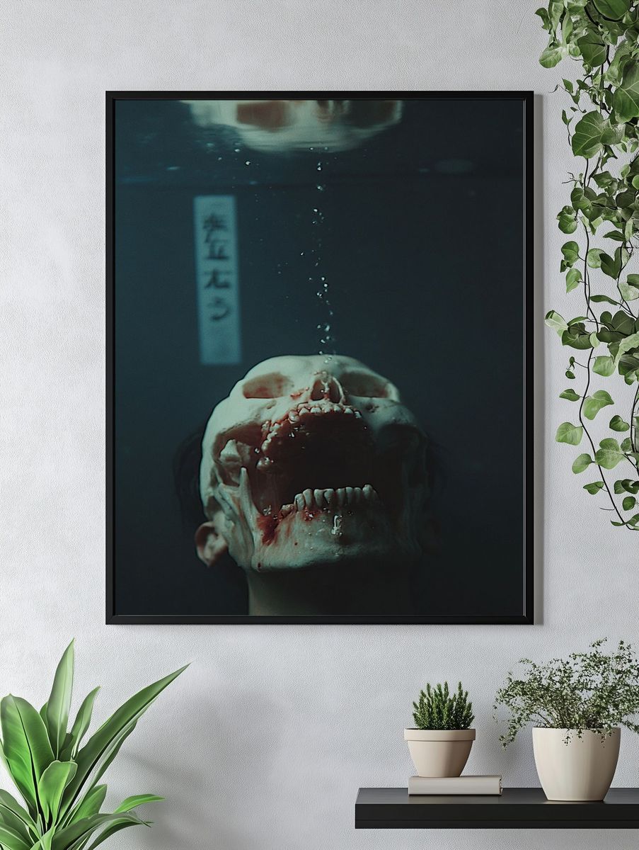 Underwater Horror Portrait Print. — room view 4
