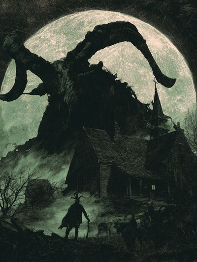 Cthulhu Moonlit Horror Poster. poster