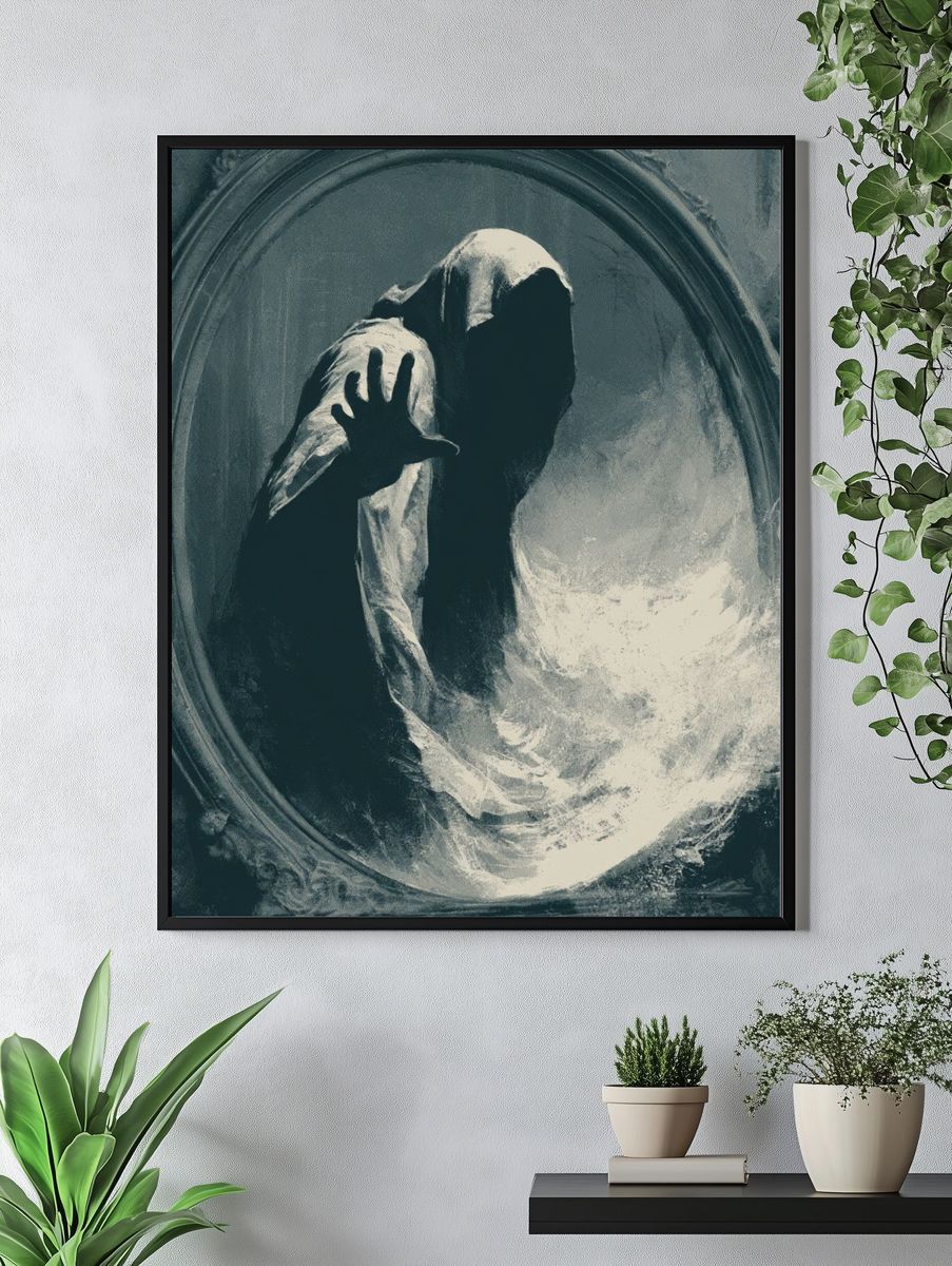 Ghostly Hooded Figure Horror Print. — room view 4