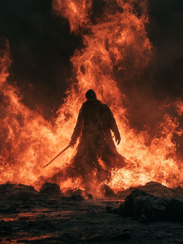 Flaming Warrior Fantasy Poster. poster — movies art
