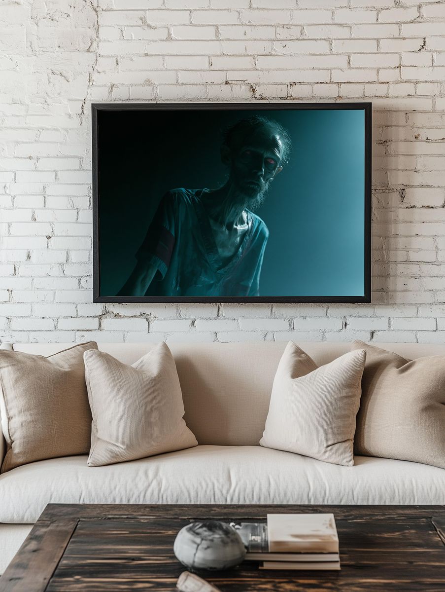 Eerie Zombie Portrait Print. — room view 1