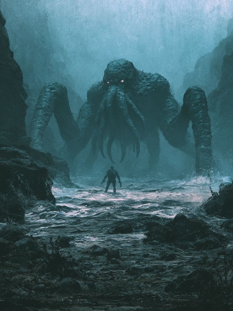 Cthulhu Cavern Encounter Print. poster detail