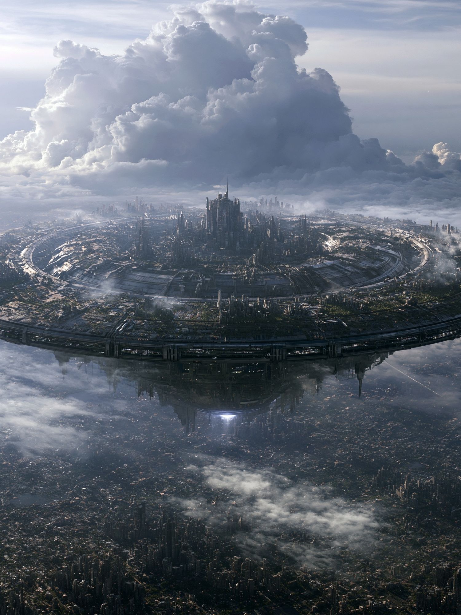 Floating Futuristic Cityscape Print. poster detail