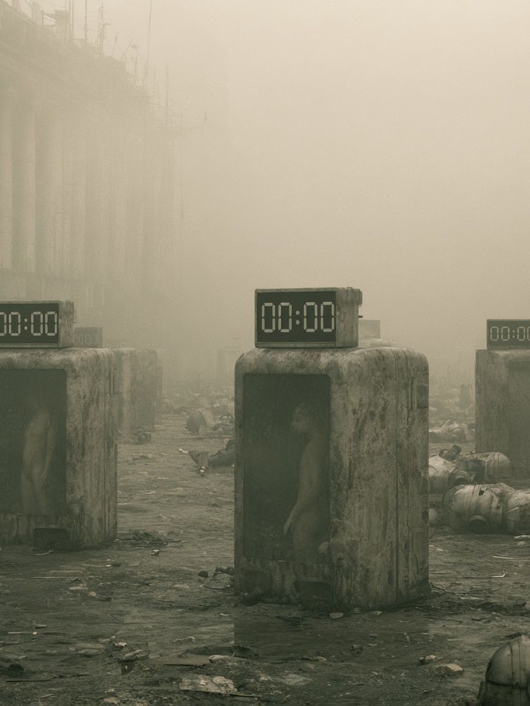 Dystopian Clockscape Sci-Fi Poster. poster detail