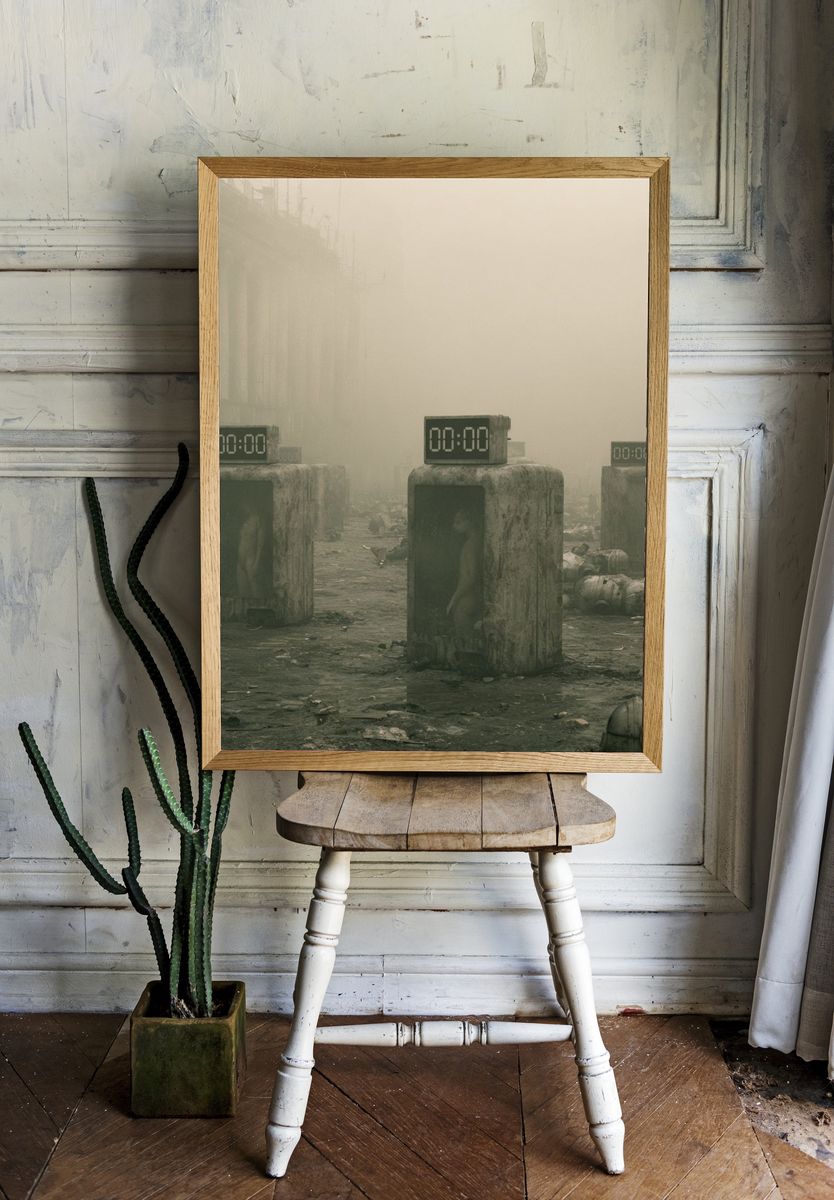 Dystopian Clockscape Sci-Fi Poster. room preview